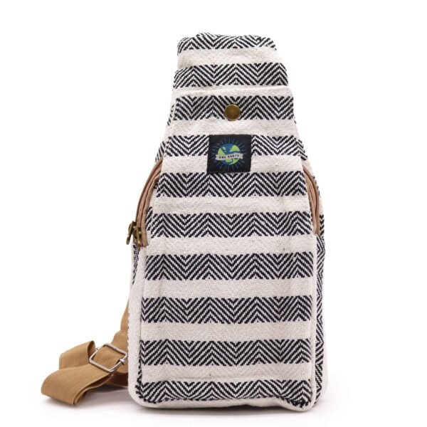 Ancient Wisdom Natural Cotton Body Cross Bag – Black & White