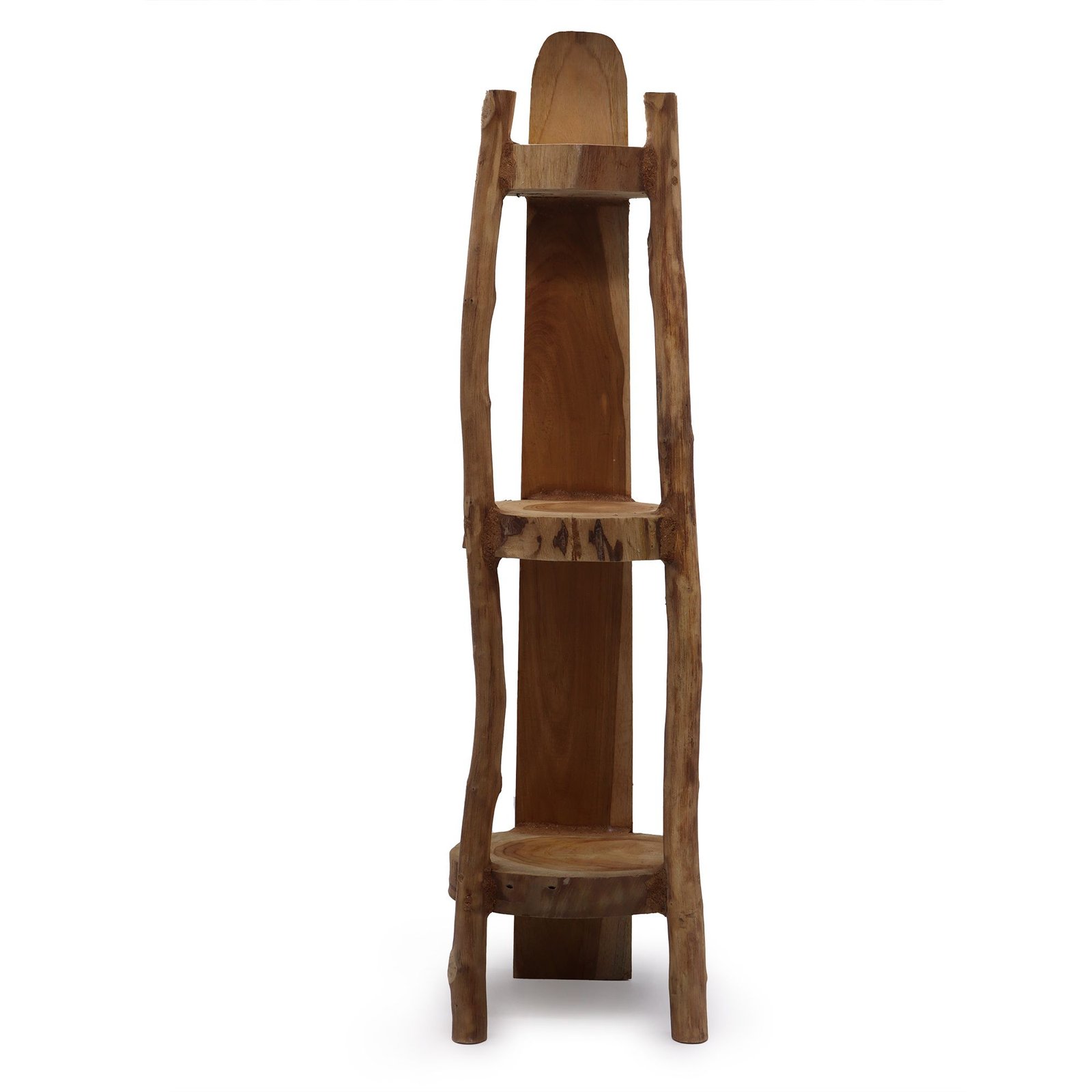 bG9jYWw6Ly9tZWRpYS9TRy8wQy82MFIzMEMxRzZSVzMwQ1NHL2Q3YzQxZDQ4LmpwZWc.jpg Ancient Wisdom 90cm Natural Teak Wood 3 Log Shelves Corner Unit - Image 1