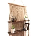 Ancient Wisdom Light Brown Macrame Hanging Shelves – Dark Brown - Image 6