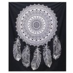 Ancient Wisdom Black & White Double Cotton Bedspread + Wall Hanging – Dreamcatcher