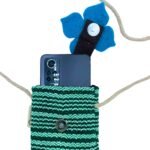 Ancient Wisdom Stripes Flower Decor Mobile Phone Holder Bag – Green - Image 4