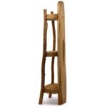 Ancient Wisdom 90cm Natural Teak Wood 3 Log Shelves Corner Unit - Image 4