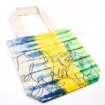 Ancient Wisdom Elephants Design Multicoloured Tye-Dye Cotton Bag with Natural Handle - Image 3