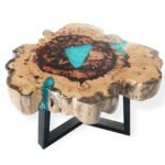 Ancient Wisdom Aqua Tamarind Wood & Resin Coffee Table