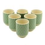 Ancient Wisdom Set of 6 Ceramic Herbal Tea Cups – Green Mosiac