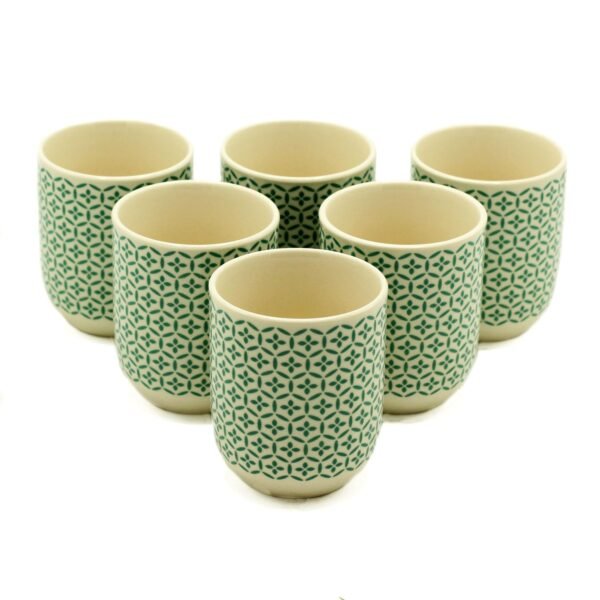 Ancient Wisdom Set of 6 Ceramic Herbal Tea Cups – Green Mosiac