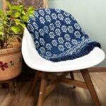 Ancient Wisdom Handmade Cotton Indigo Throw (170x120cm) – Chhota Flower - Image 3