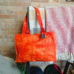 Ancient Wisdom Desert Orange Stonewash Effect Cotton Canvas Handy Bag - Image 3