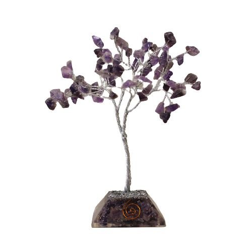 Ancient Wisdom Amethyst Gemstone Tree (80 Stones) On Orgonite Base