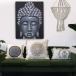 Ancient Wisdom Hamsa Mandala Cushion Cover (30x50cm) – Cream / Green - Image 4