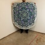Small Mandala Roundie Cotton Art (130cm) - Teal & Blue - Image 2