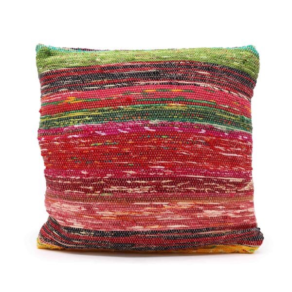 Ancient Wisdom Cotton Rag Rug Cushion Cover – Multicoloured