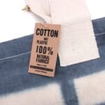 Ancient Wisdom Blue Flower Design Natural Tye-Dye Cotton Bag with Blue Handle - Image 3