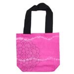 Ancient Wisdom Mandela Design Magenta Tye-Dye Cotton Bag with Black Handle