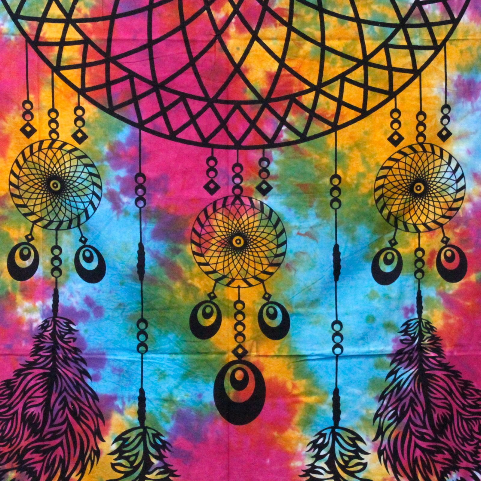 bG9jYWw6Ly9tZWRpYS9TSi8yRC82MFIzMEMxRzZNVzMyRFNKLzhjOTRjNjA3LmpwZWc-1.jpg Ancient Wisdom Double Cotton Bedspread + Wall Hanging – Dreamcatcher - Image 1