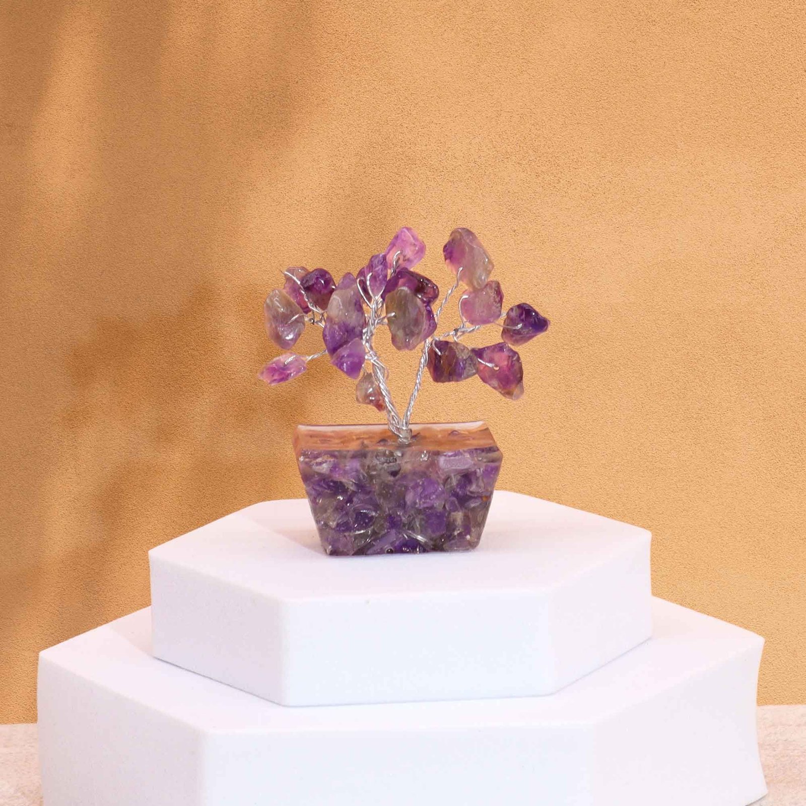 bG9jYWw6Ly9tZWRpYS9TSi9FQy82MFIzMEMxRzZXUjNFQ1NKL2Y5N2Y0ZjQ3LmpwZWc.jpg Ancient Wisdom Mini Amethyst Gemstone Tree (15 Stones) On Orgonite Base - Image 1