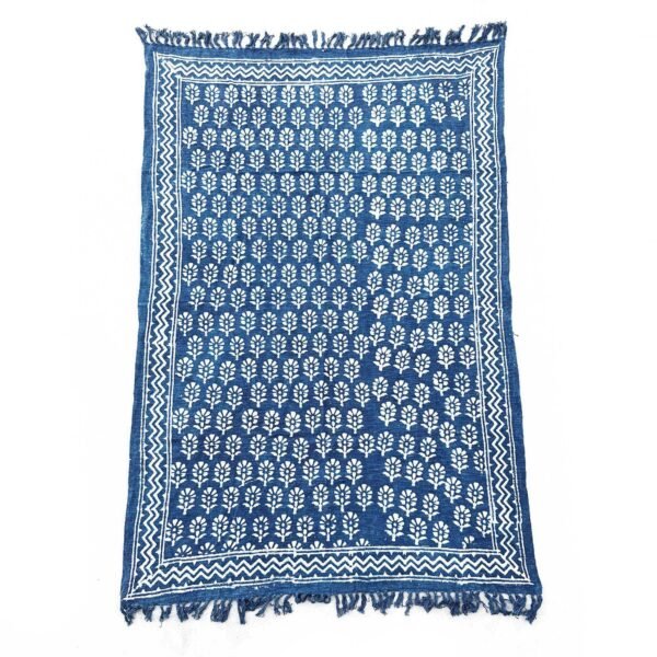 Ancient Wisdom Handmade Cotton Indigo Throw (170x120cm) – Chhota Flower