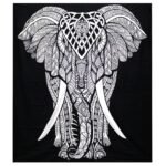 Ancient Wisdom Black & White Double Cotton Bedspread + Wall Hanging – Elephant