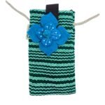 Ancient Wisdom Stripes Flower Decor Mobile Phone Holder Bag – Green