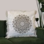 Ancient Wisdom Lotus Mandala Cushion Cover (60x60cm) – Cream / Bronze - Image 2