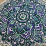 Small Mandala Roundie Cotton Art (130cm) - Teal & Blue - Image 3