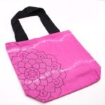 Ancient Wisdom Mandela Design Magenta Tye-Dye Cotton Bag with Black Handle - Image 3