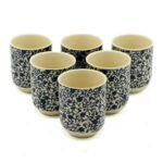 Ancient Wisdom Set of 6 Ceramic Herbal Tea Cups – Blue Pattern