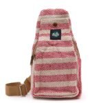 Ancient Wisdom Natural Cotton Body Cross Bag – Tan & Pink
