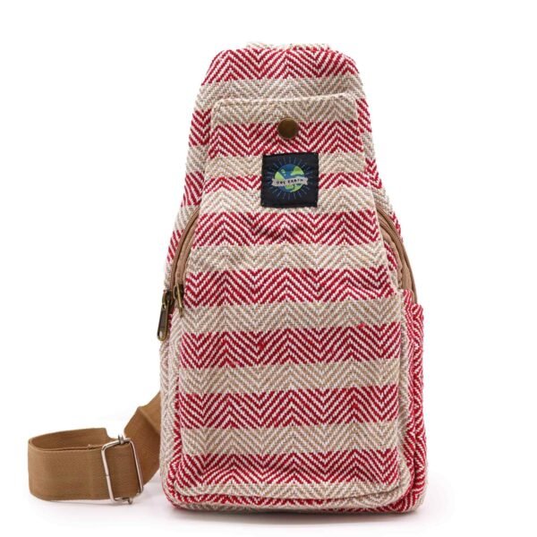 Ancient Wisdom Natural Cotton Body Cross Bag – Tan & Pink