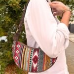 Ancient Wisdom Jacquard Rich Browns with Brown Strap Hobo Bag