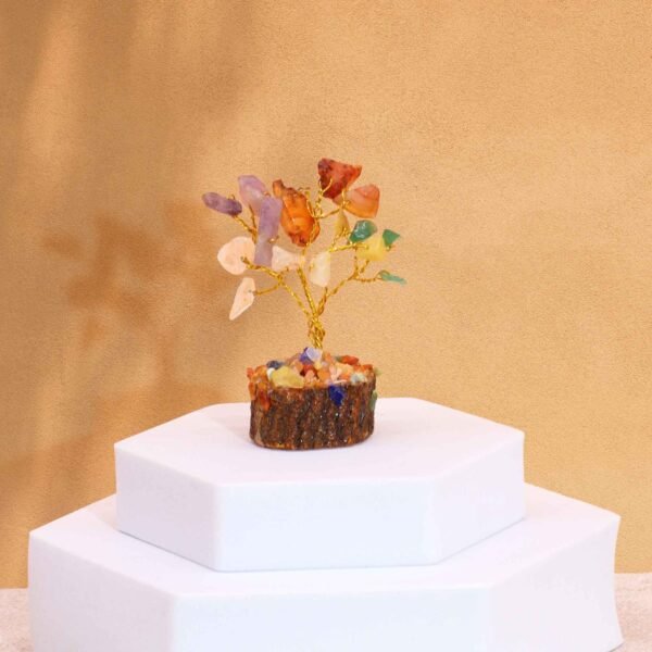 Ancient Wisdom Mini Multi Stones Gemstone Tree (15 Stones) On Wooden Base