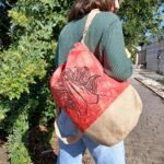 Ancient Wisdom Orange Stonewash Namaste Hand All Natural Backpack - Image 2