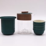 Ancient Wisdom Ceramic Four Friends Travel Mountain Teapot Set – Green / Cream - Image 3