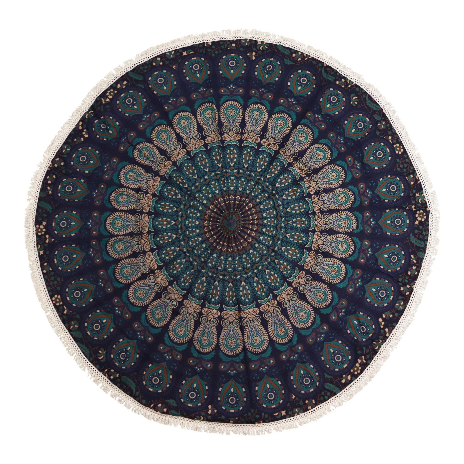 bG9jYWw6Ly9tZWRpYS9TTS80Qy82MFIzMEMxSjY0U0s0Q1NNLzY3OTMzZjZiLmpwZw.jpg Ancient Wisdom Small Mandala Roundy Wall Art Spread (130cm) – Peacock Blues - Image 1