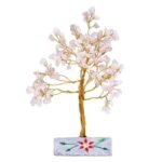 Ancient Wisdom Rose Quartz Gemstone Tree (160 Stones) On Gemstone Rock Base