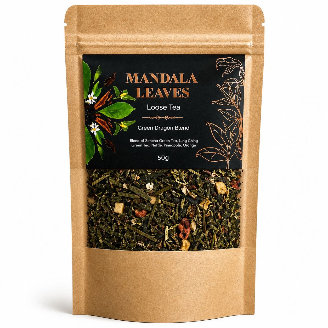 bG9jYWw6Ly9tZWRpYS9TTS84RC82MFIzMEMxSjZDVDM4RFNNLzM5YTdmOGQzLnBuZw.jpg Ancient Wisdom 50g Green Dragon Blend Sencha Green Loose Tea - Image 1