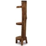 Ancient Wisdom 100cm Natural Teak Wood 3 Log Shelves Display - Image 2