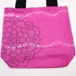 Ancient Wisdom Mandela Design Magenta Tye-Dye Cotton Bag with Black Handle - Image 2
