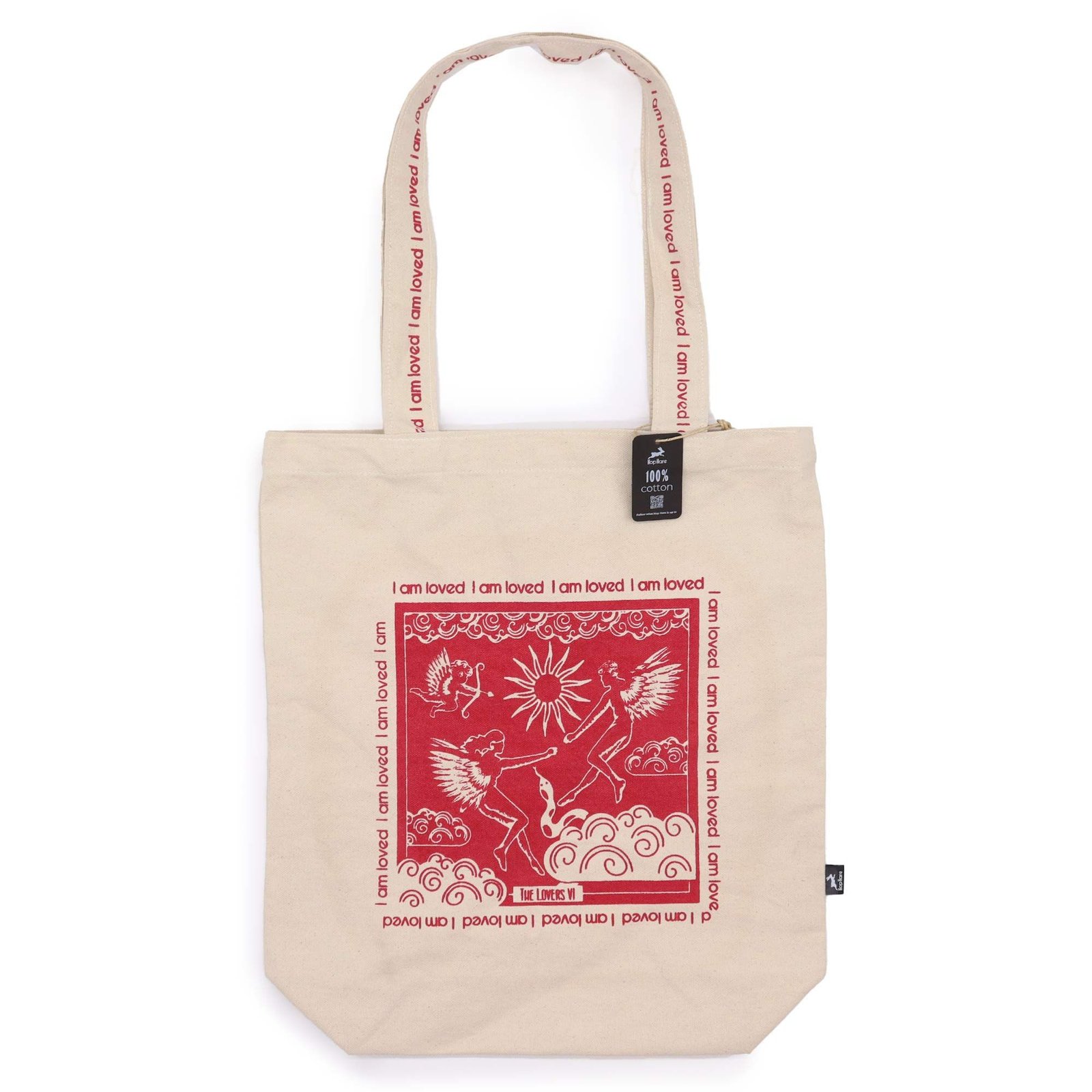 bG9jYWw6Ly9tZWRpYS9TTS9BRC82MFIzMEMxRzZXUzNBRFNNL2ZmZTVjZmY2LmpwZWc.jpg Hop Hare Cotton Canvas Tote Bag – I Am Loved - Image 1