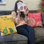 Ancient Wisdom Set of 3 'We Are Flowers' Printed Cotton Cushion Covers - Olive, Pink & Natural - Image 6