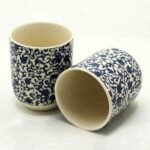 Ancient Wisdom Set of 6 Ceramic Herbal Tea Cups – Blue Pattern - Image 2