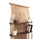 Ancient Wisdom Light Brown Macrame Hanging Shelves – Dark Brown - Image 3