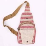 Ancient Wisdom Natural Cotton Body Cross Bag – Tan & Pink - Image 4