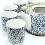 Ancient Wisdom Ceramic Herbal Teapot & 6 Matching Tea Cups – Blue Pattern - Image 3