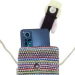 Ancient Wisdom Stripes Bunny Decor Mobile Phone Holder Bag – Pink - Image 4