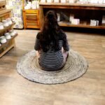 Ancient Wisdom Handmade Round Jute & Recycled Denim Rug – 120cm - Image 2