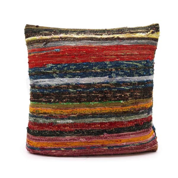 Ancient Wisdom Cotton Rag Rug Cushion Cover – Natural Greens