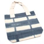 Ancient Wisdom Grey Blocks Design Natural Tye-Dye Cotton Bag with Natural Handle - Image 2