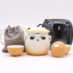 Ancient Wisdom Ceramic Panda Teapot & Three Cups Set - Orange - Image 6