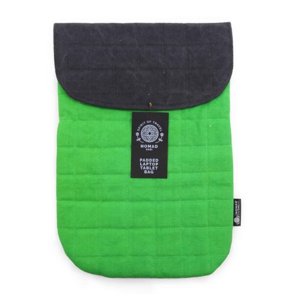 Ancient Wisdom Stonewash Cotton Laptop Padded Pouch - Frog Green